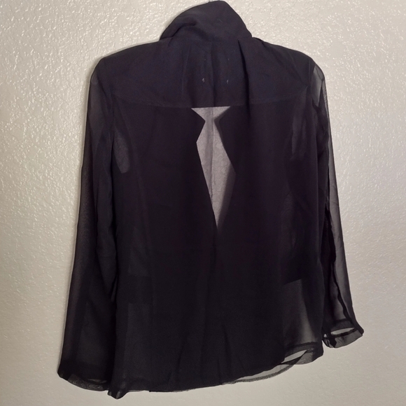 REPEAT sheer organza one buttoned black blazer sz M - Picture 7 of 9